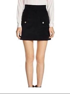 Maje Black Corduroy Skirt with Branded Waistband 1